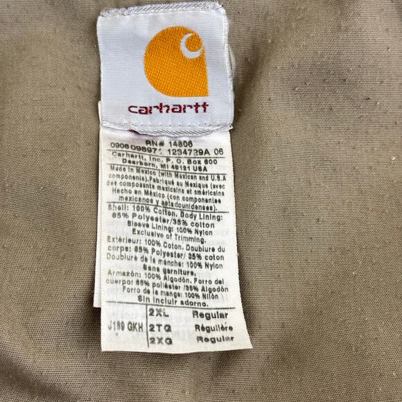Carhartt Jacket Men;s 2XL J189 Tan Full Zip Bomber Coat Big & Tall Preowned READ - Picture 4 of 16